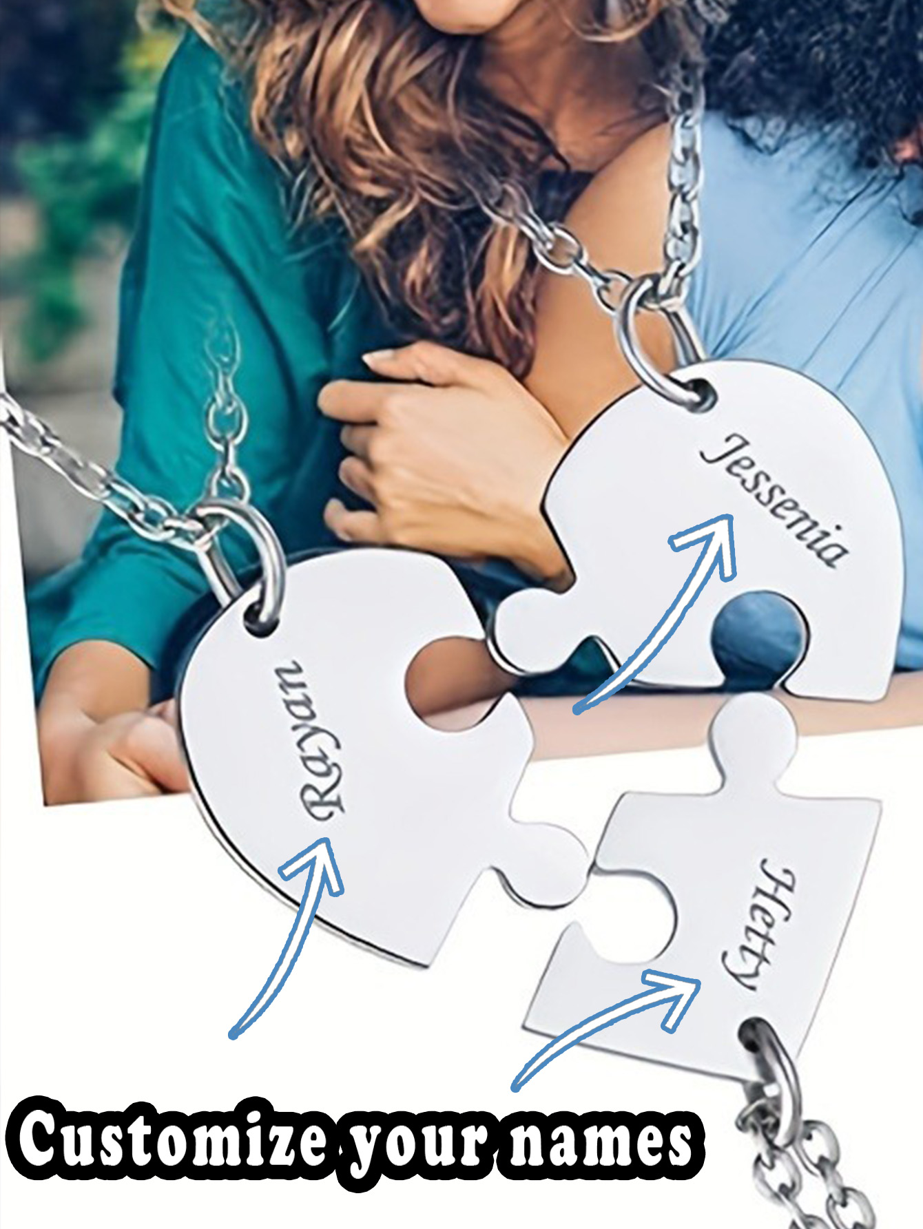 Custom Engraved Stainless Steel Puzzle Pendant
